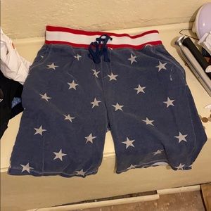 American Flag sweatpant shorts